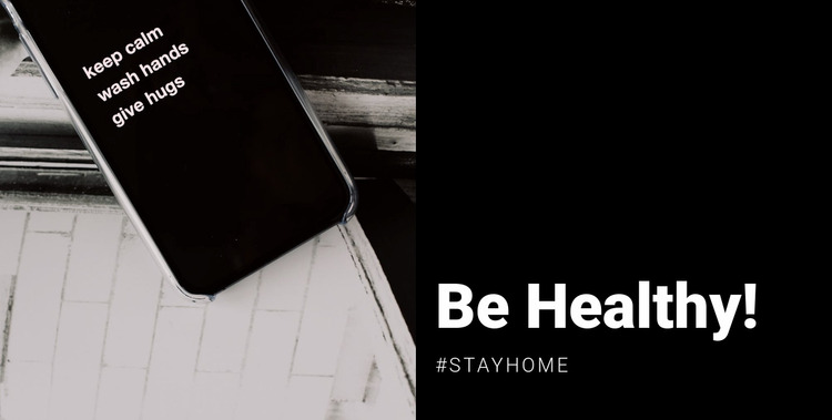 Be healthy and stay home Website Mockup