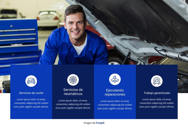 Reparación y servicios de automóviles Maqueta de sitio web