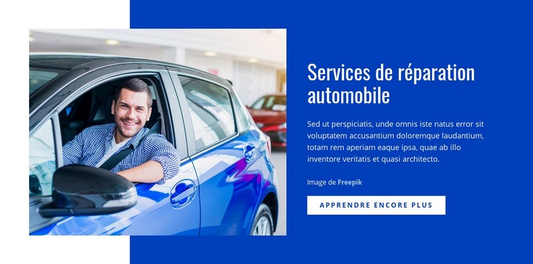 Services de réparation automobile Maquette de site Web