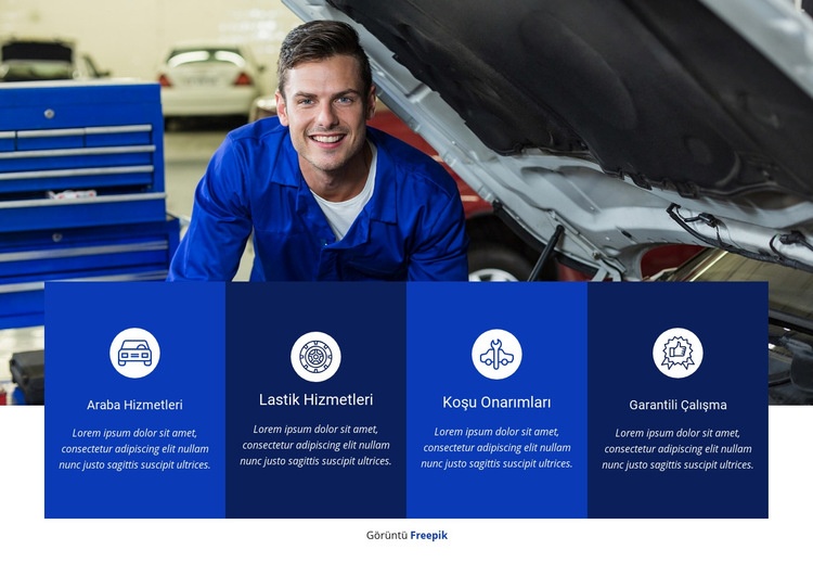 Araba tamiri ve hizmetleri Bir Sayfa Şablonu
