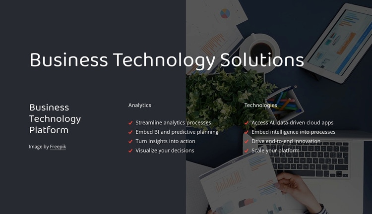 Business technology platform Homepage Design
