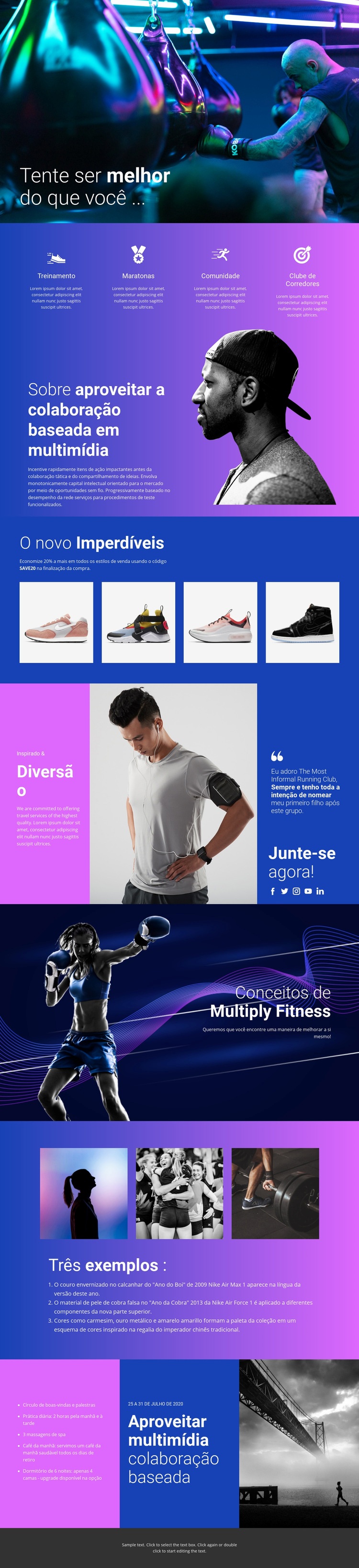 Melhor maneira de praticar esportes Design do site