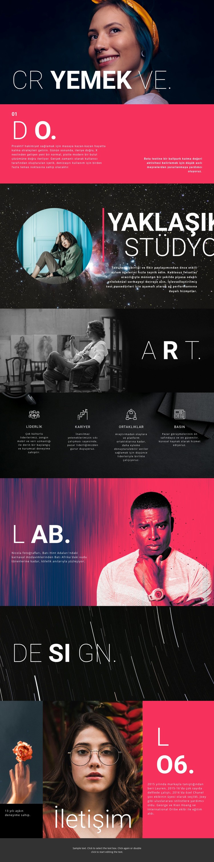 Yaratıcı tasarım stüdyosu Açılış sayfası