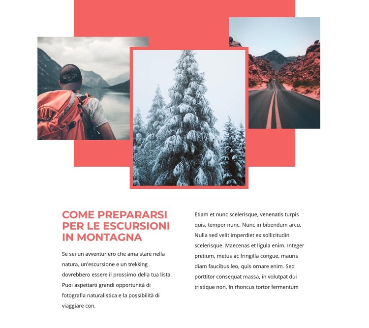 Vacanze escursionistiche in montagna Modello HTML