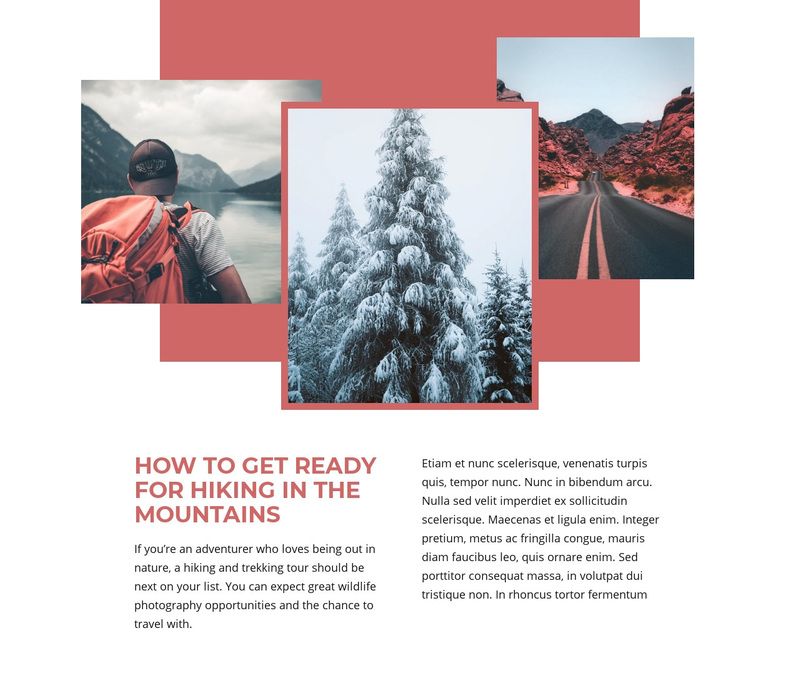 Mountain Hiking Holidays Web Page Design