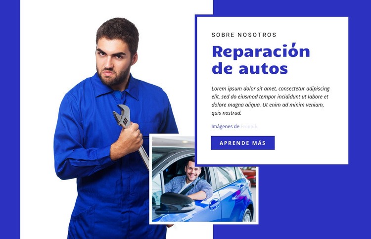 Centro de servicio y reparación de vehículos Maqueta de sitio web