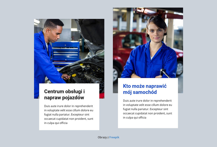 Świetni mechanicy samochodowi Szablon witryny sieci Web