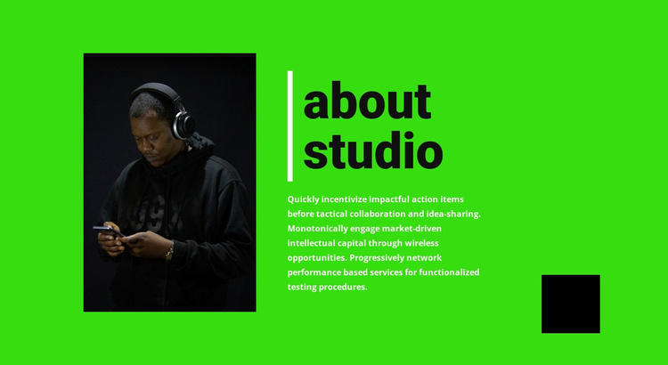 Music studio information Landing Page