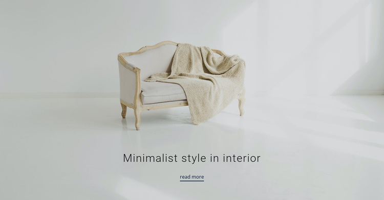 Minimalistische stijl in interieur Website ontwerp
