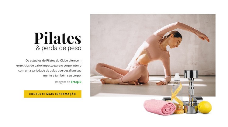 Pilates e perda de peso Modelo de uma página