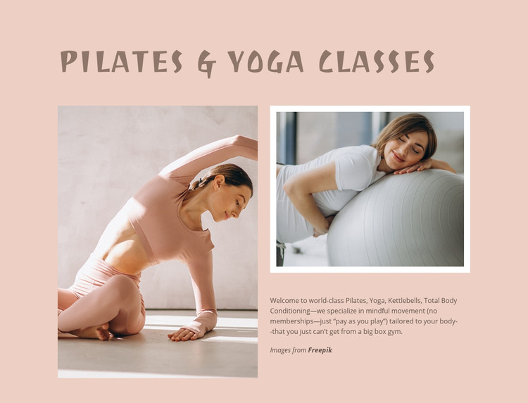Yoga, exercise and pilates Homepage Design