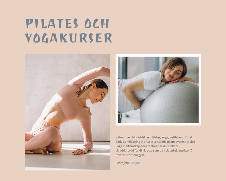 Yoga, träning och pilates CSS -mall