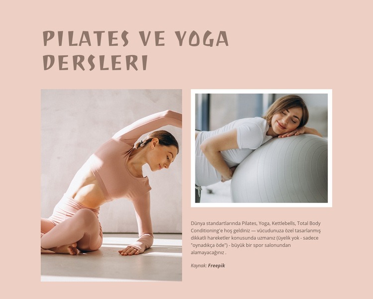 Pilates ve Yoga Dersleri Web Sitesi Mockup'ı