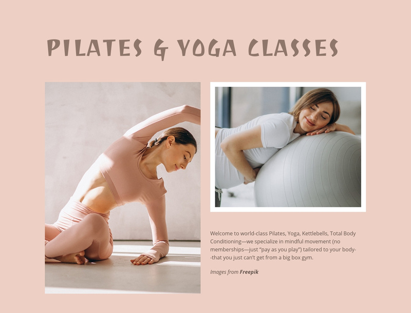Yoga, exercise and pilates Web Page Design