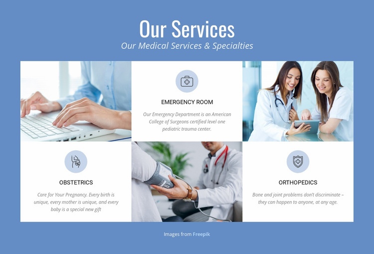 Egészségügyi szolgáltatások Html Weboldal készítő