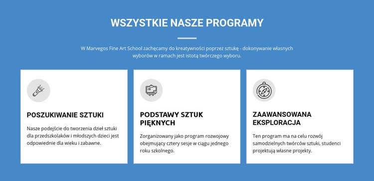 Programy artystyczne zmieniające życie Makieta strony internetowej