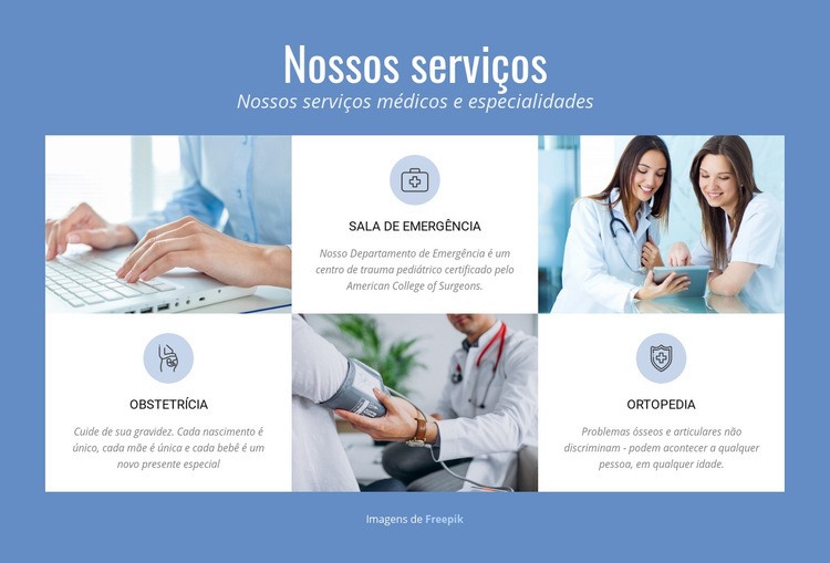 Serviços médicos Design do site