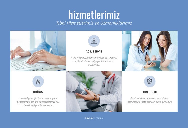 Tıbbi hizmetler Html Web Sitesi Oluşturucu