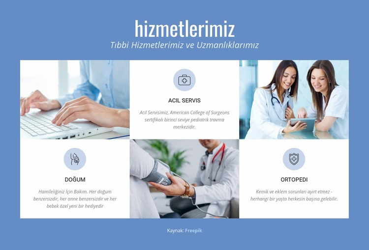 Tıbbi hizmetler Web Sitesi Mockup'ı