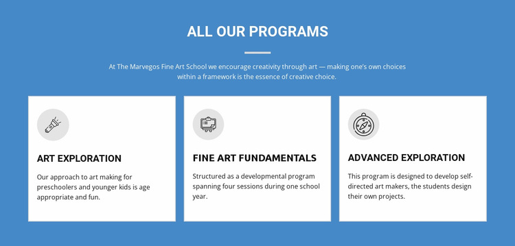 Levensveranderende kunstprogramma's Website ontwerp