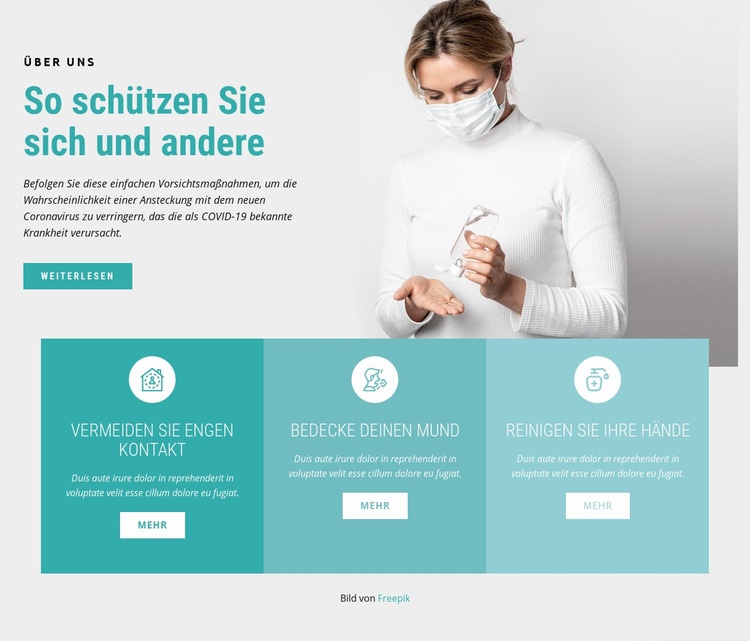 Coronavirus Vorsichtsmaßnahmen Website design