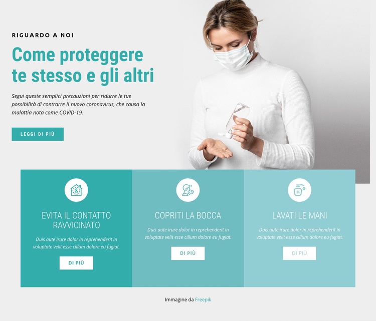 Precauzioni per il coronavirus Costruttore di siti web HTML