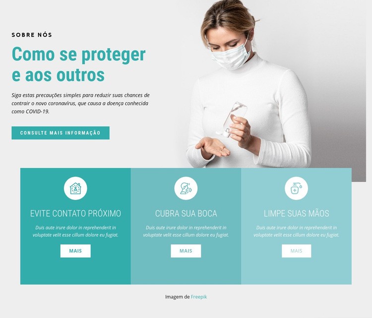 Precauções com o coronavírus Modelo HTML5
