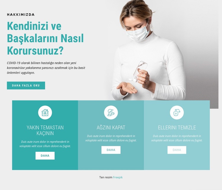 Koronavirüs önlemleri Html Web Sitesi Oluşturucu