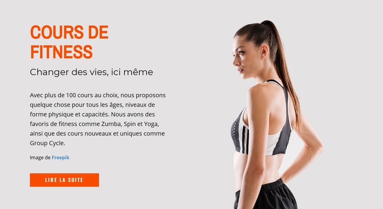 Cours de fitness Page de destination