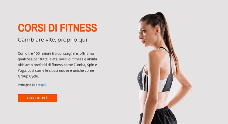 Corsi di fitness Mockup del sito web