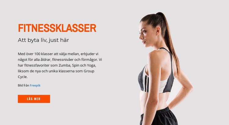 Fitnessklasser Hemsidedesign