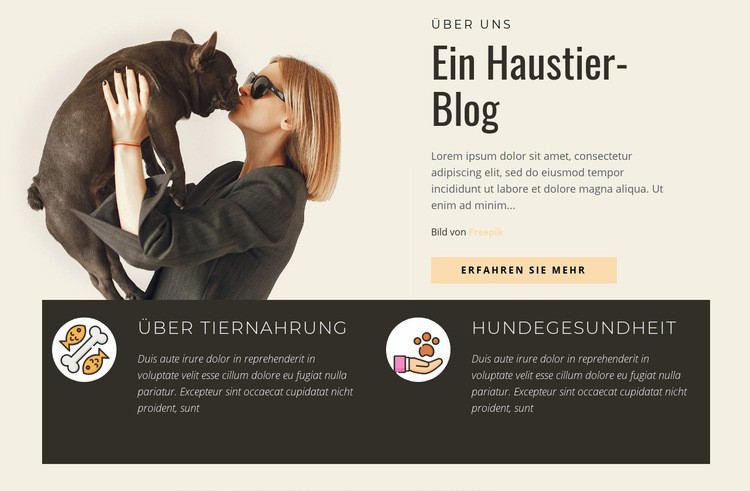 Ein Haustier-Blog Website design