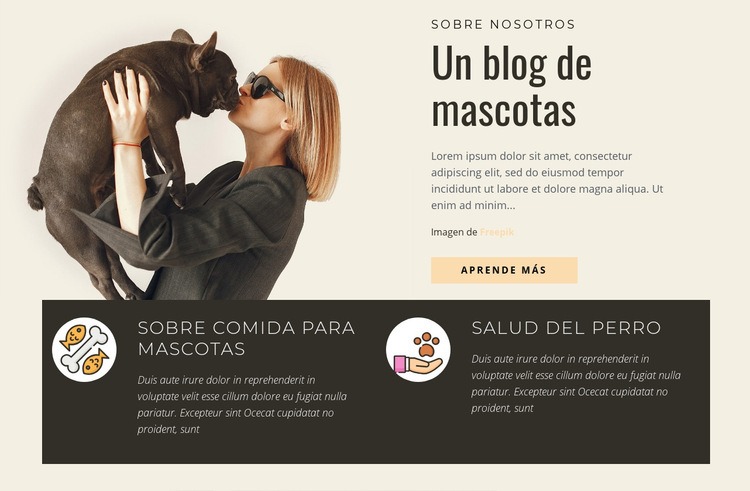 Un blog de mascotas Creador de sitios web HTML