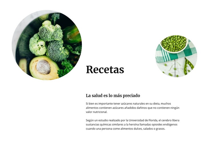 Recetas de verduras verdes Maqueta de sitio web