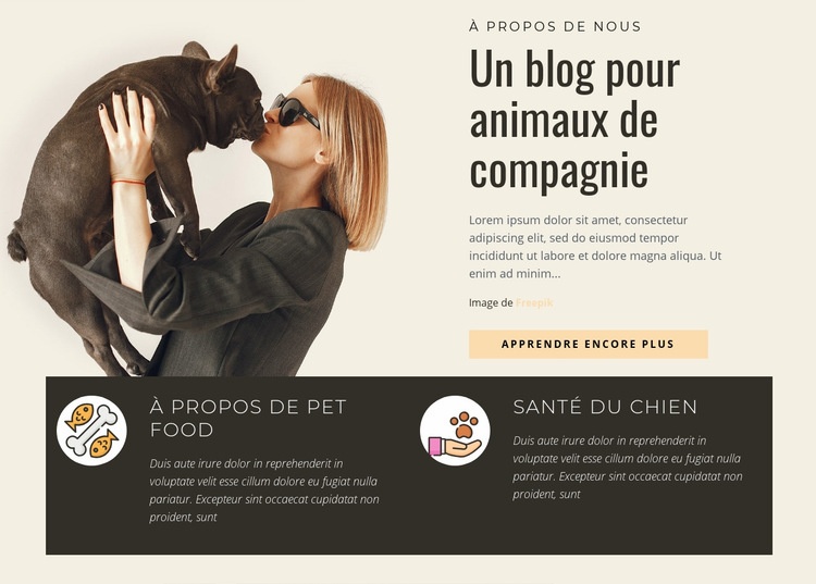 Un blog pour animaux de compagnie Créateur de site Web HTML