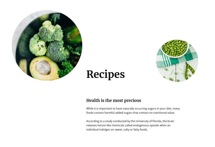 Green vegetable recipes Homepage Design