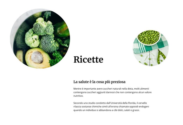 Ricette di verdure verdi Progettazione di siti web