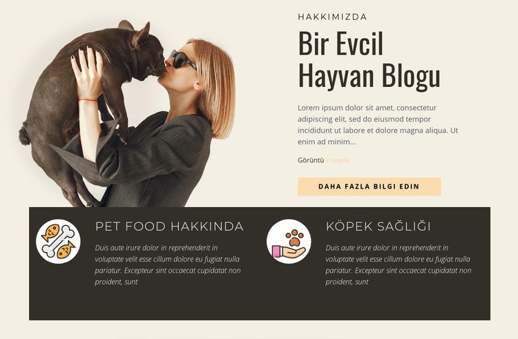 Bir Evcil Hayvan Blogu Açılış sayfası