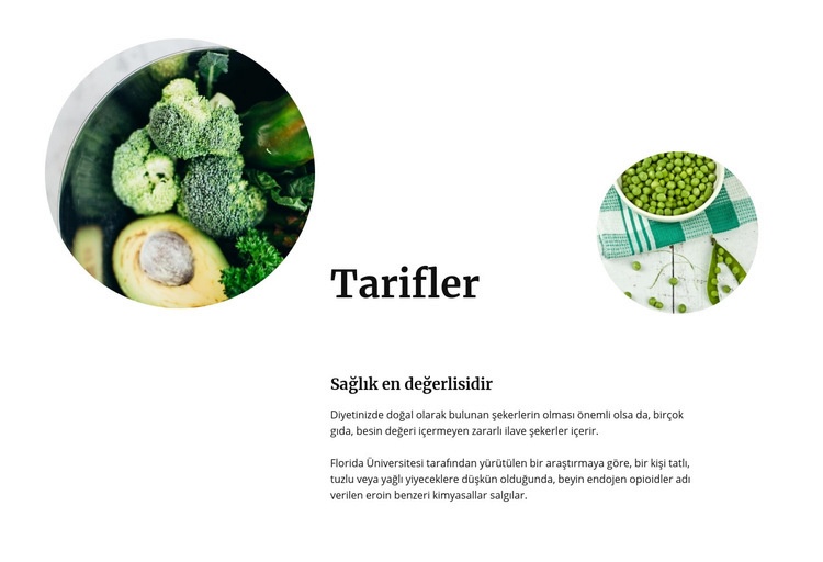 Yeşil sebze tarifleri Web Sitesi Mockup'ı