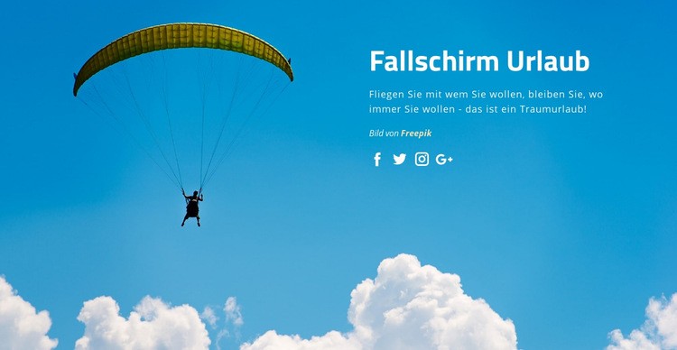 Fallschirm Urlaub Landing Page