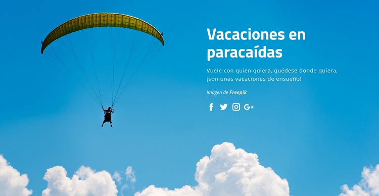 Vacaciones en paracaídas Maqueta de sitio web