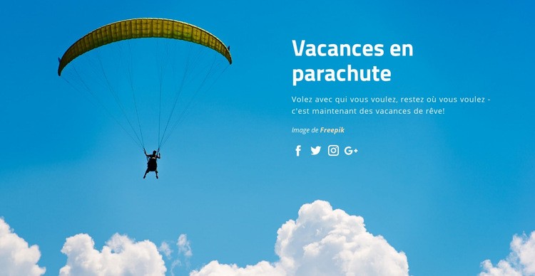 Vacances en parachute Page de destination