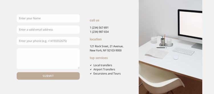 Business center contacts Website Mockup
