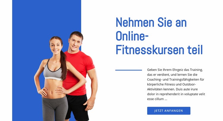 Fitnesskurse online Eine Seitenvorlage