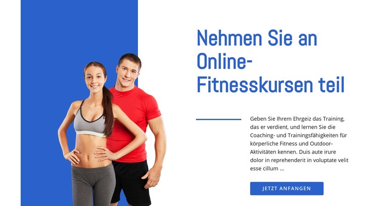 Fitnesskurse online Landing Page