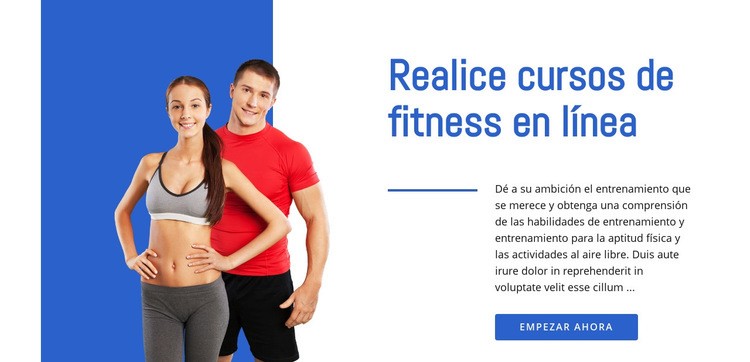Cursos de fitness online Maqueta de sitio web