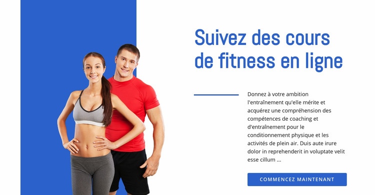 Cours de fitness en ligne Maquette de site Web