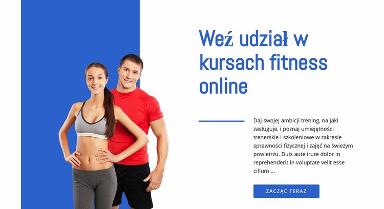Kursy fitness online Makieta strony internetowej
