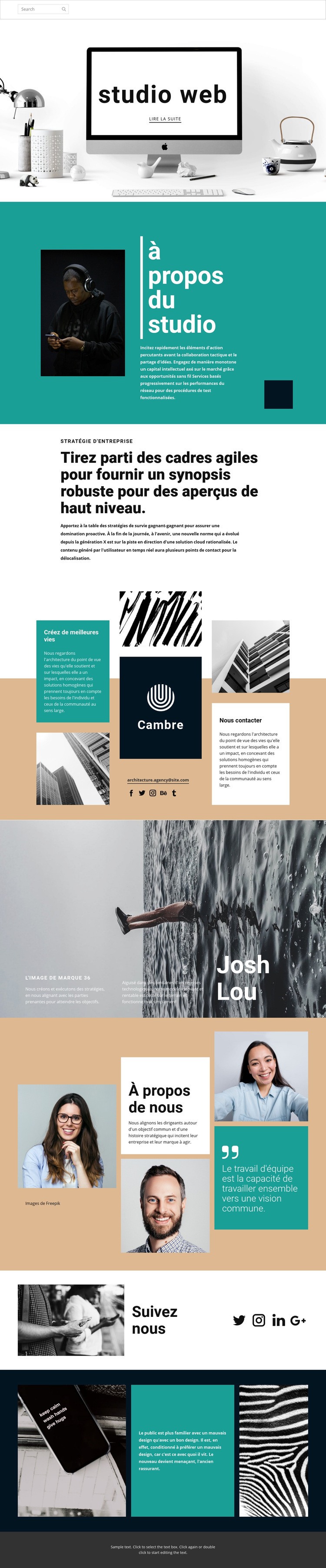 Studio de conception Web d'art Modèle d'une page
