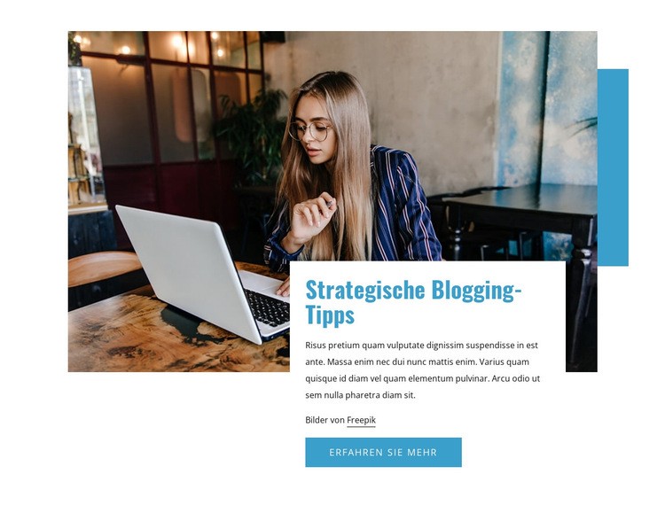 Strategische Blogging-Tipps Eine Seitenvorlage